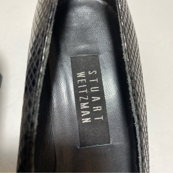 Stuart Weitzman Black Leather Square Toe Heels Pumps.Size 7.5 - Picture 12 of 15